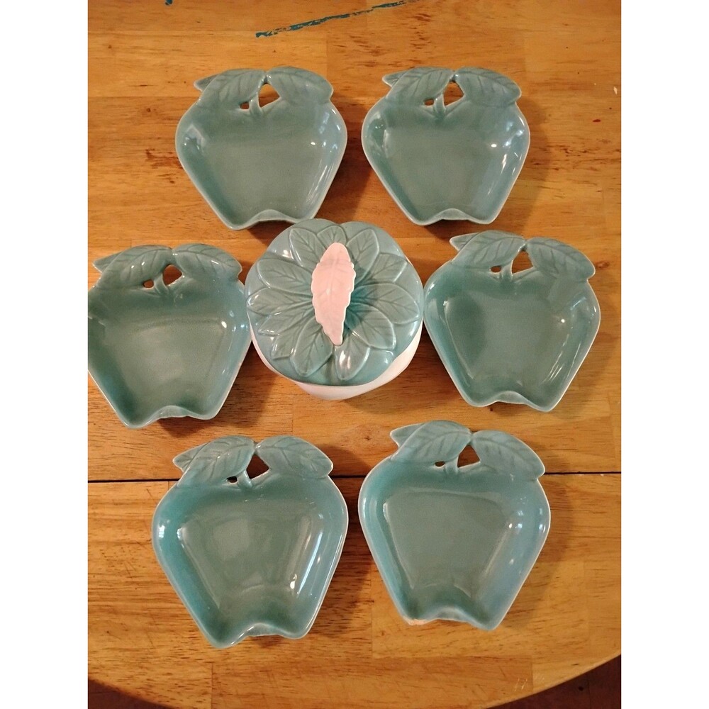 Hoenig of California Vintage Turquoise Apple-shaped Bowls Serving and Dip Set